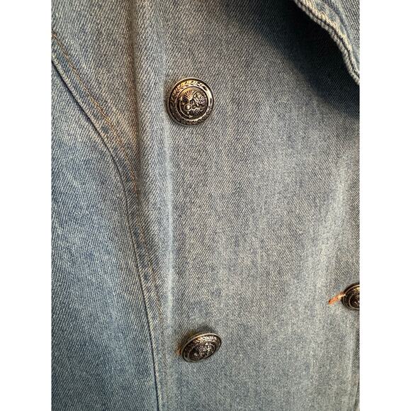 Vintage 80s 90s Nada Nuff Contempo Casuals demin double breasted blazer jacket M - Picture 10 of 16